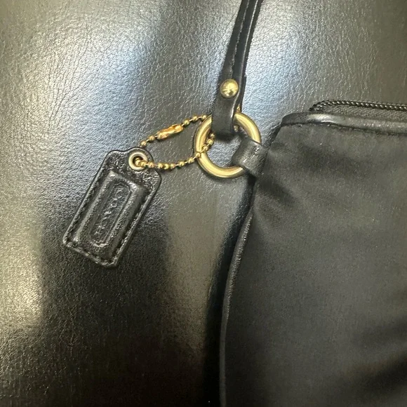 Coach Black Satin wristlet with horse & carriage logo. EUC - Picture 8 of 8